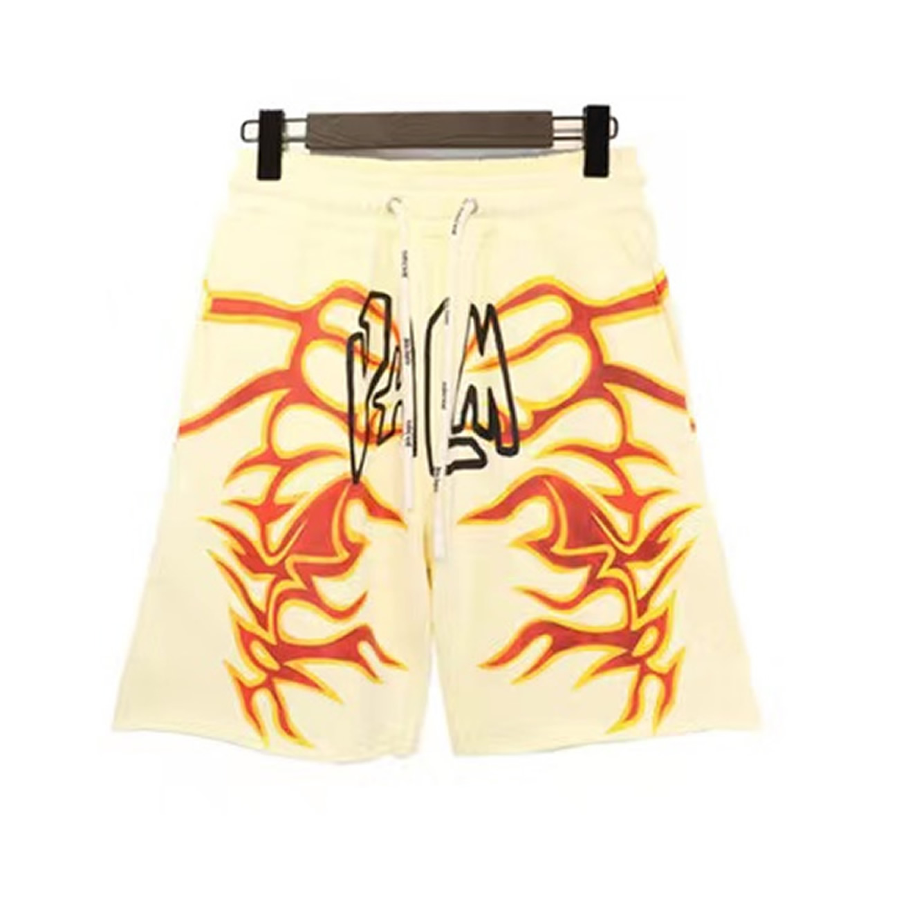 Palm Angels Graffiti Flame T Shirt Shorts Black White (26) - newkick.org